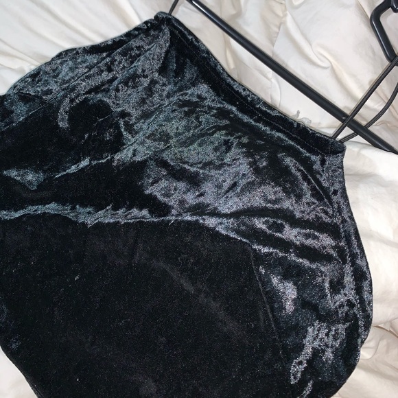 Velvet Spaghetti Strap Crop Top - Picture 1 of 3